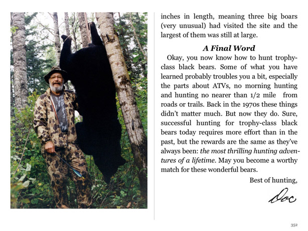 Drawing shows how Doc sets up Black Bear hunters with the perfect shot.