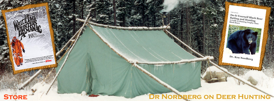 Photo of Doc's wall tent in the snow.