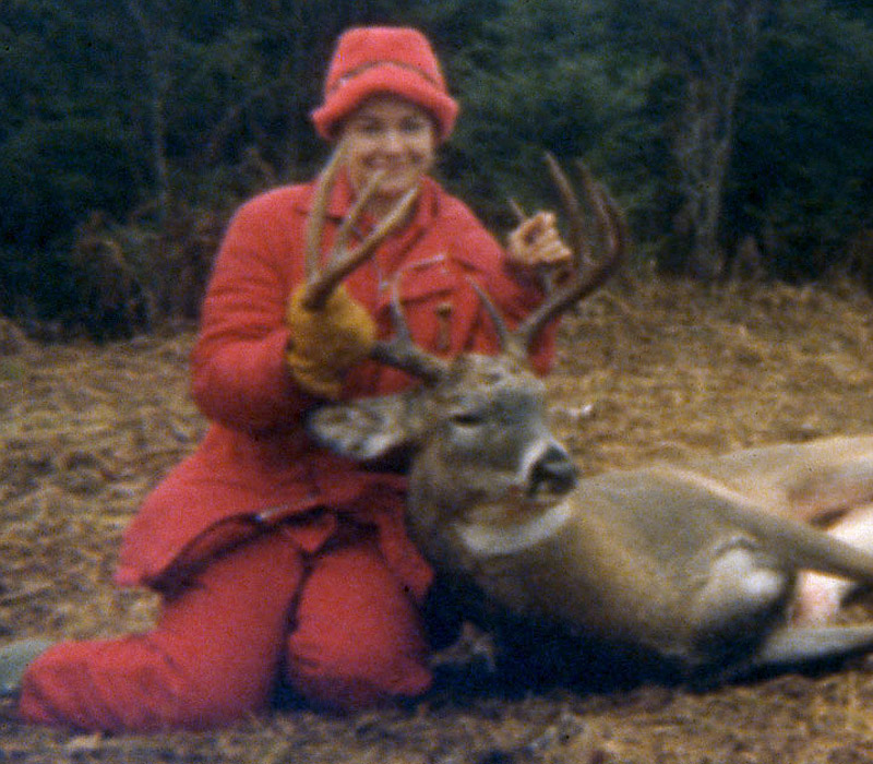 Front view of Peggy's huge 10-pointer (1973)